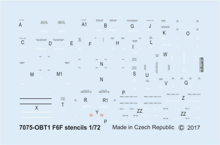 Decais Eduard – stencils para F6F Hellcat 1/72